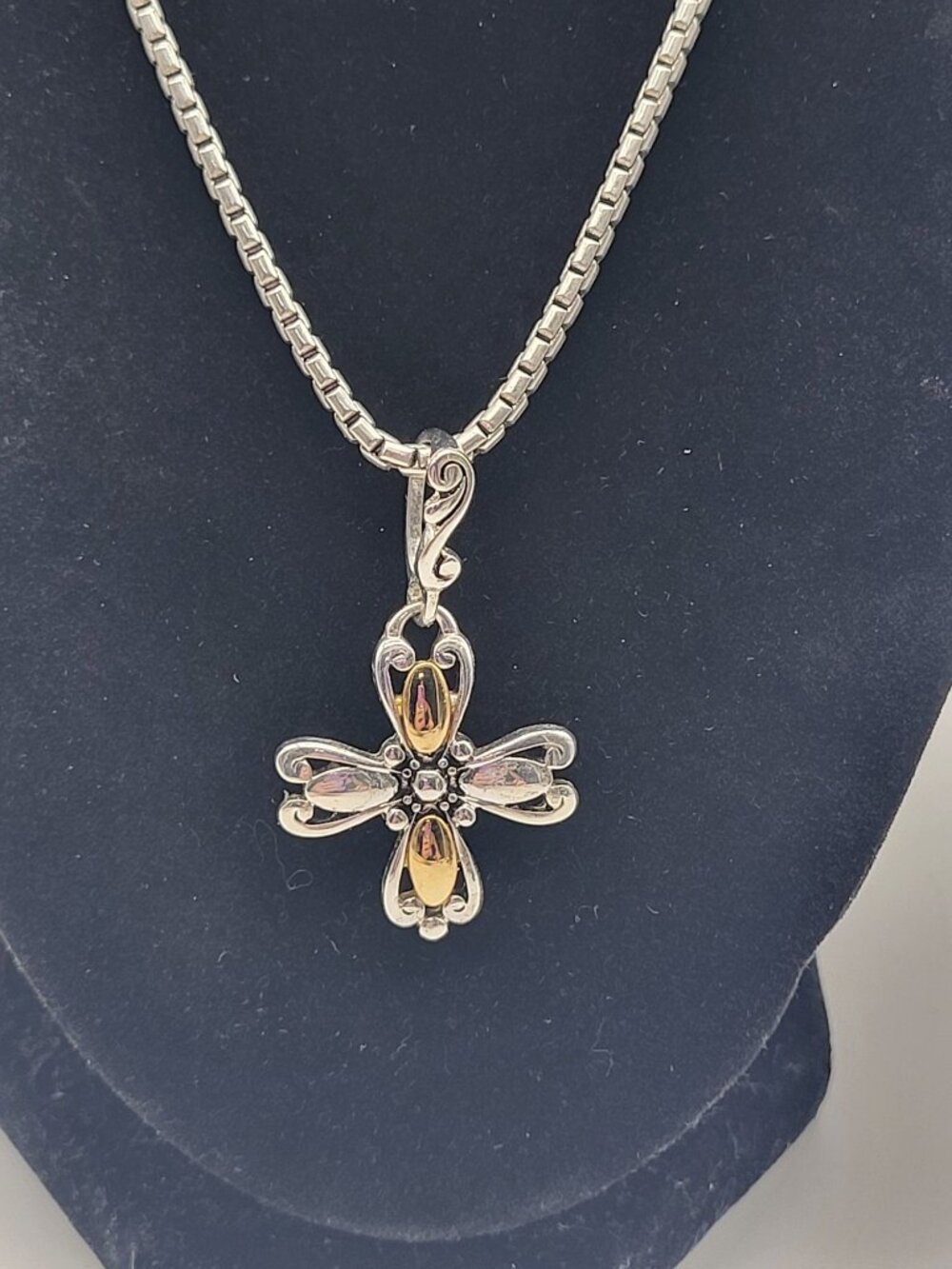 Premier Designs Deborah Silver Gold Tone Cross Pendant Necklace Religious - Picture 2 of 7